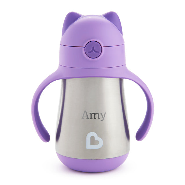 Personalized Cool Cat™ Stainless Steel Straw Cup, 8oz