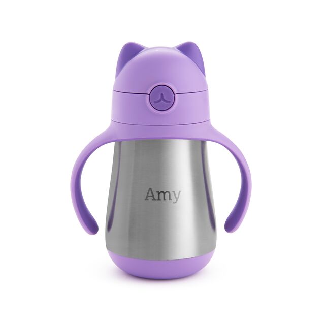 Personalized Cool Cat™ Stainless Steel Straw Cup, 8oz