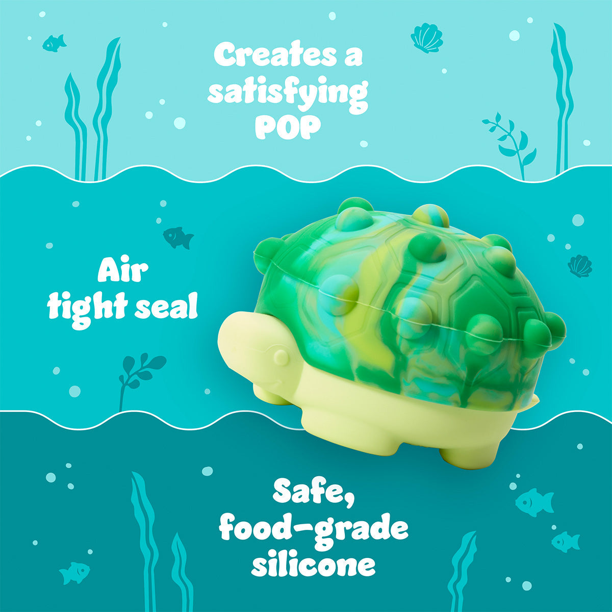 Pop Squish™ Popping Bath Toy, Turtle/Pufferfish, 2pk