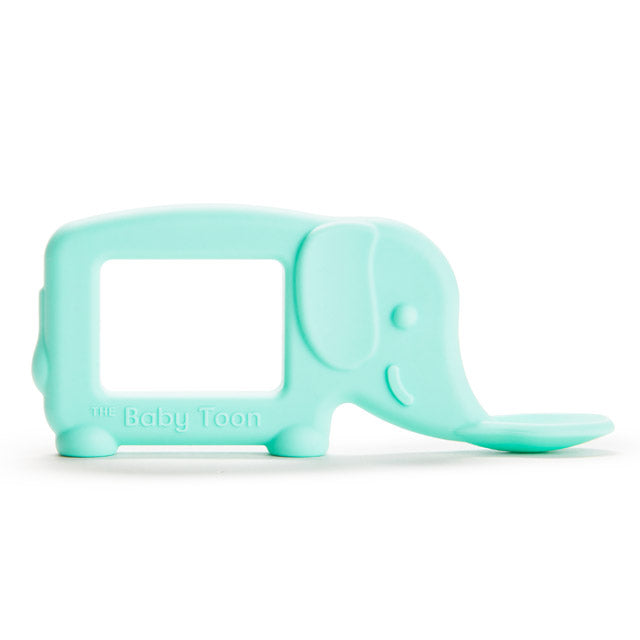 The Baby Toon™ Silicone Teething Spoon, Mint Elephant