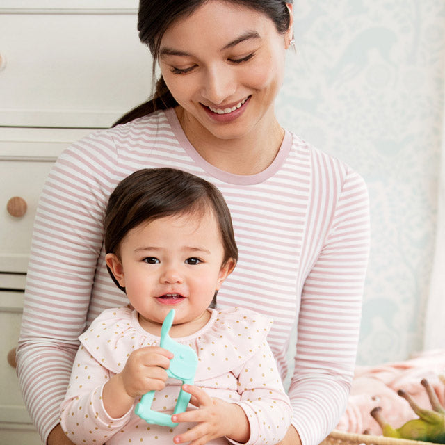 The Baby Toon™ Silicone Teething Spoon, Mint Elephant