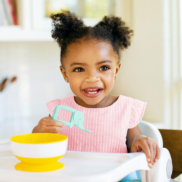 The Baby Toon™ Silicone Teething Spoon, Mint Elephant