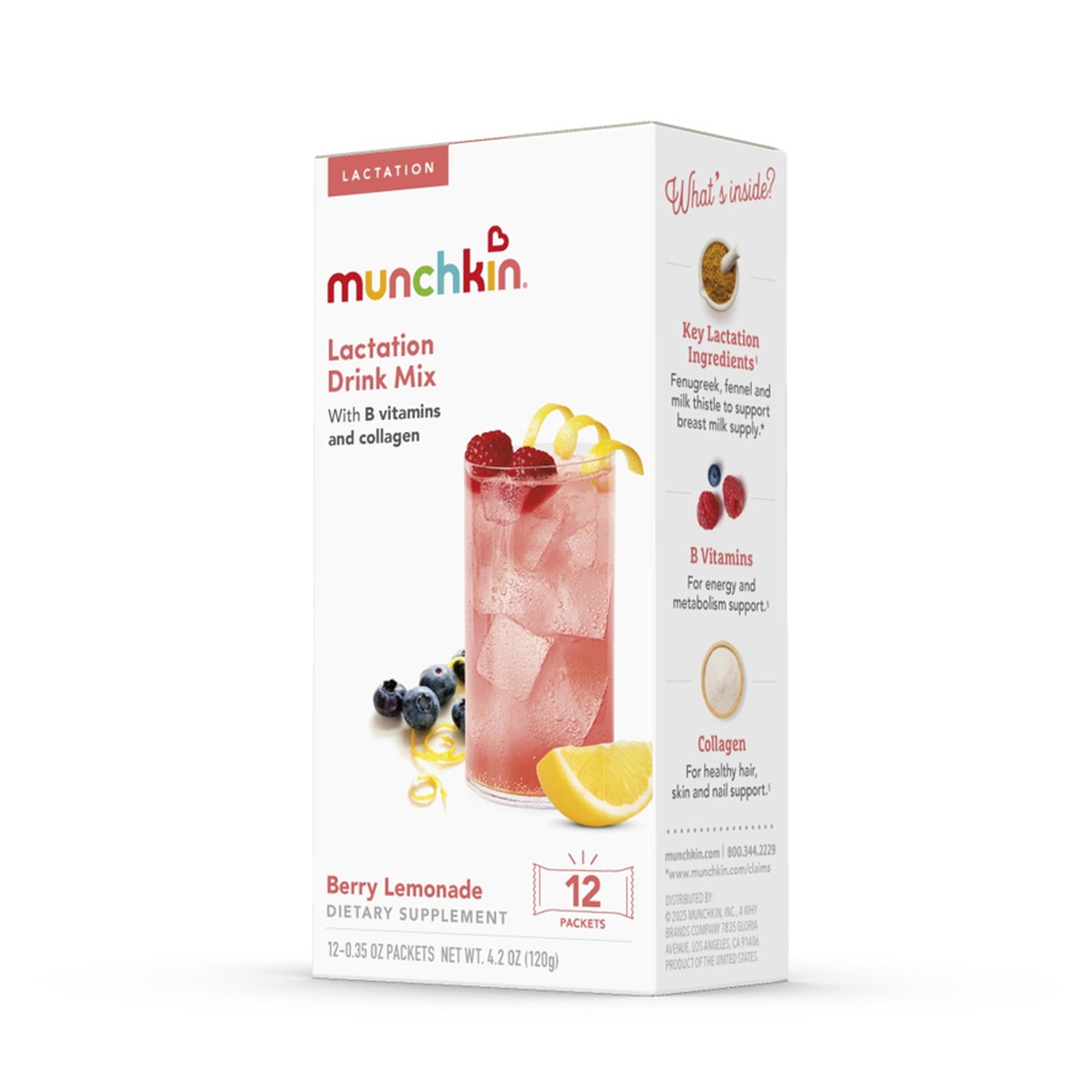 Lactation Drink Mix, Berry Lemonade, 12ct