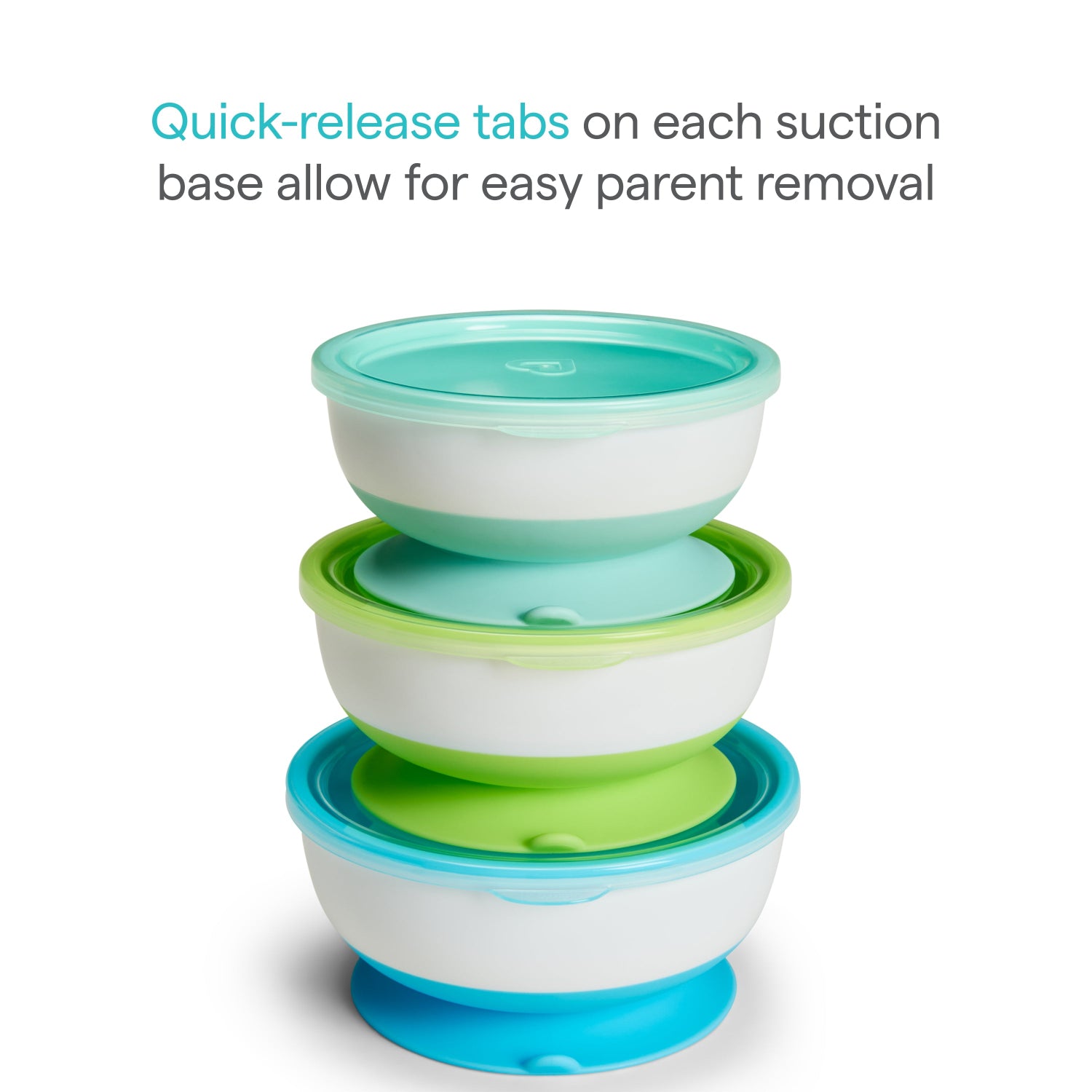 Stay Put™ Suction Bowls & Lids, 3pk