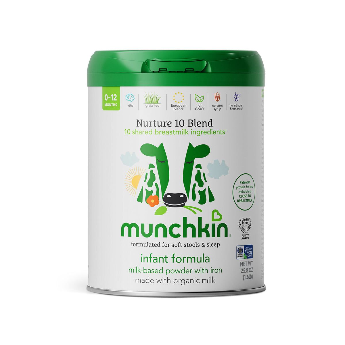 Munchkin Nurture 10 Blend infant formula 25.8 oz canister with green lid and cow graphic, 0–12 months
\end{document}
\section{Introduction}

In this paper we study the relation between concurrency and undecidability in a self-contained way.  Specifically, we study simple message passing systems and infer that some verification problems are indeed undecidable.  This is a well known fact for many years, first hinted by \citet{DBLP:journals/